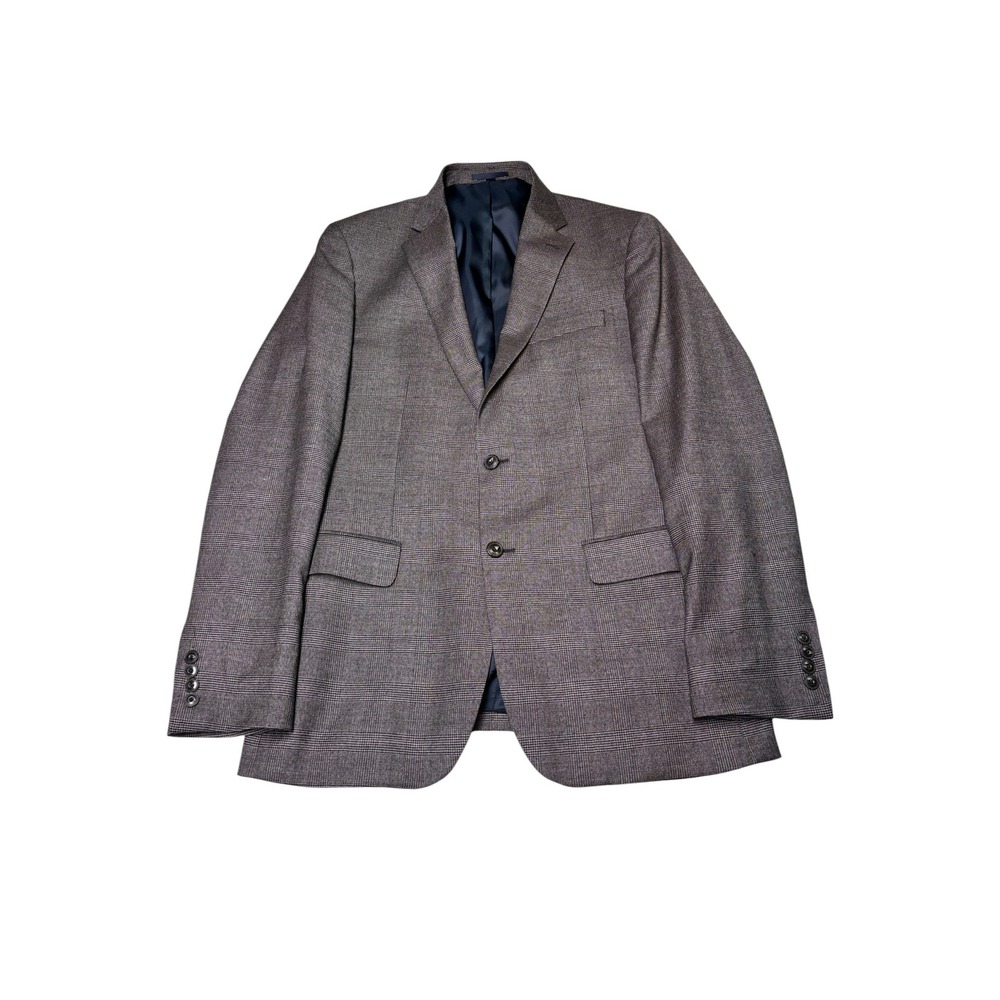 Jos A Bank 1905 Tailored Fit Blazer Mens 40L Brown Glen Plaid Wool Sport Coat